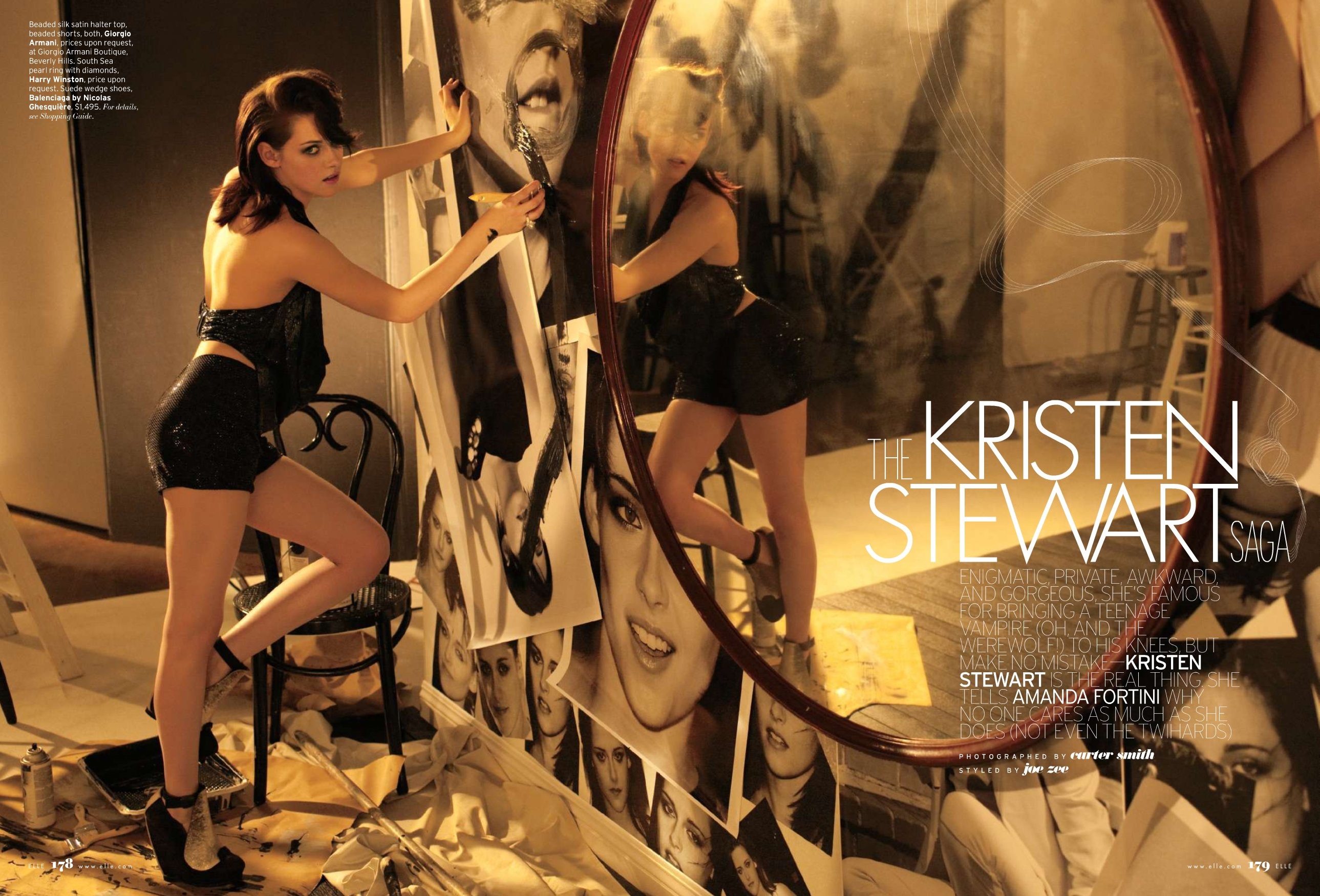 women, Kristen Stewart, mirrors, actress, magazine scans - desktop wallpaper