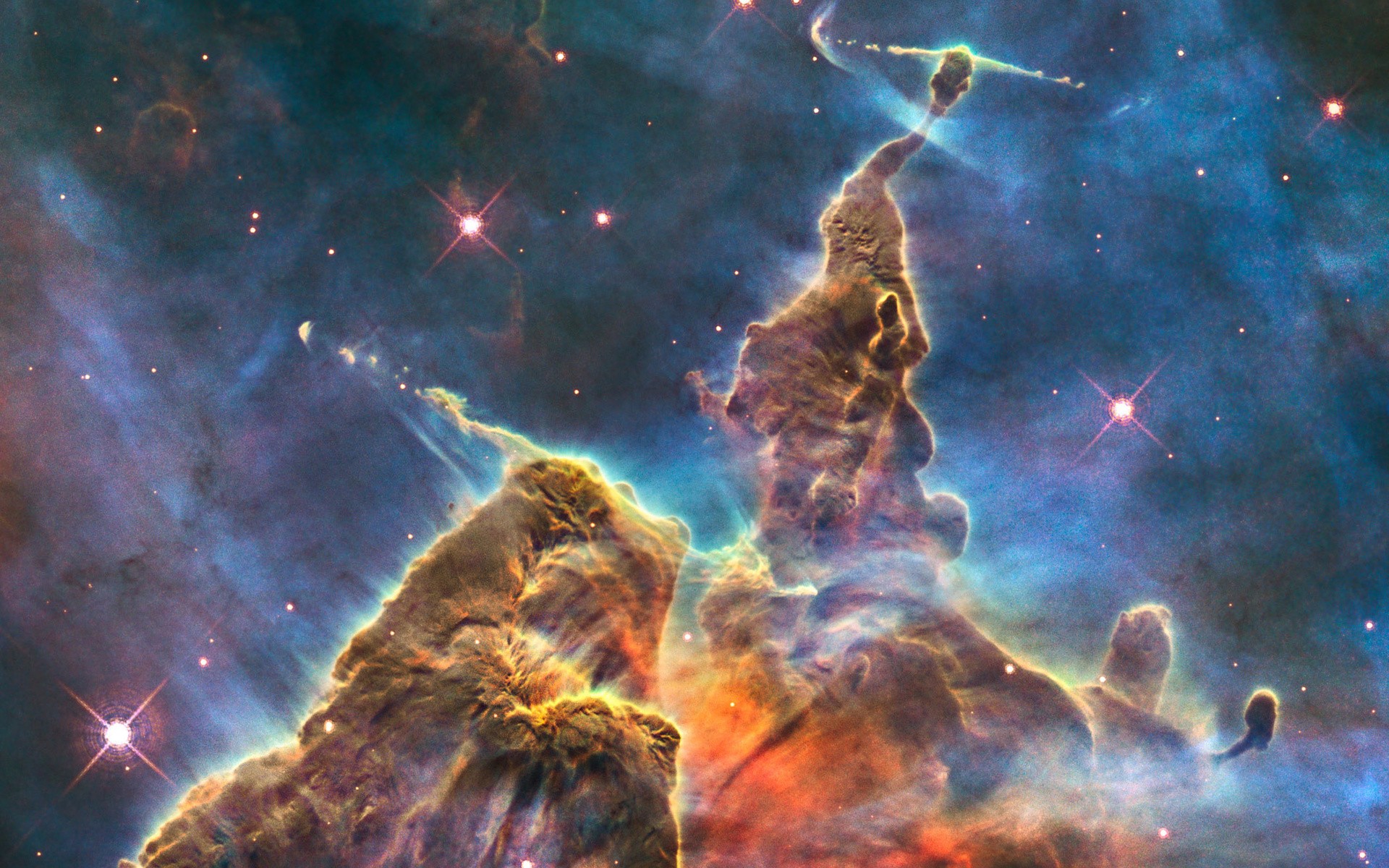 outer space, multicolor, stars - desktop wallpaper