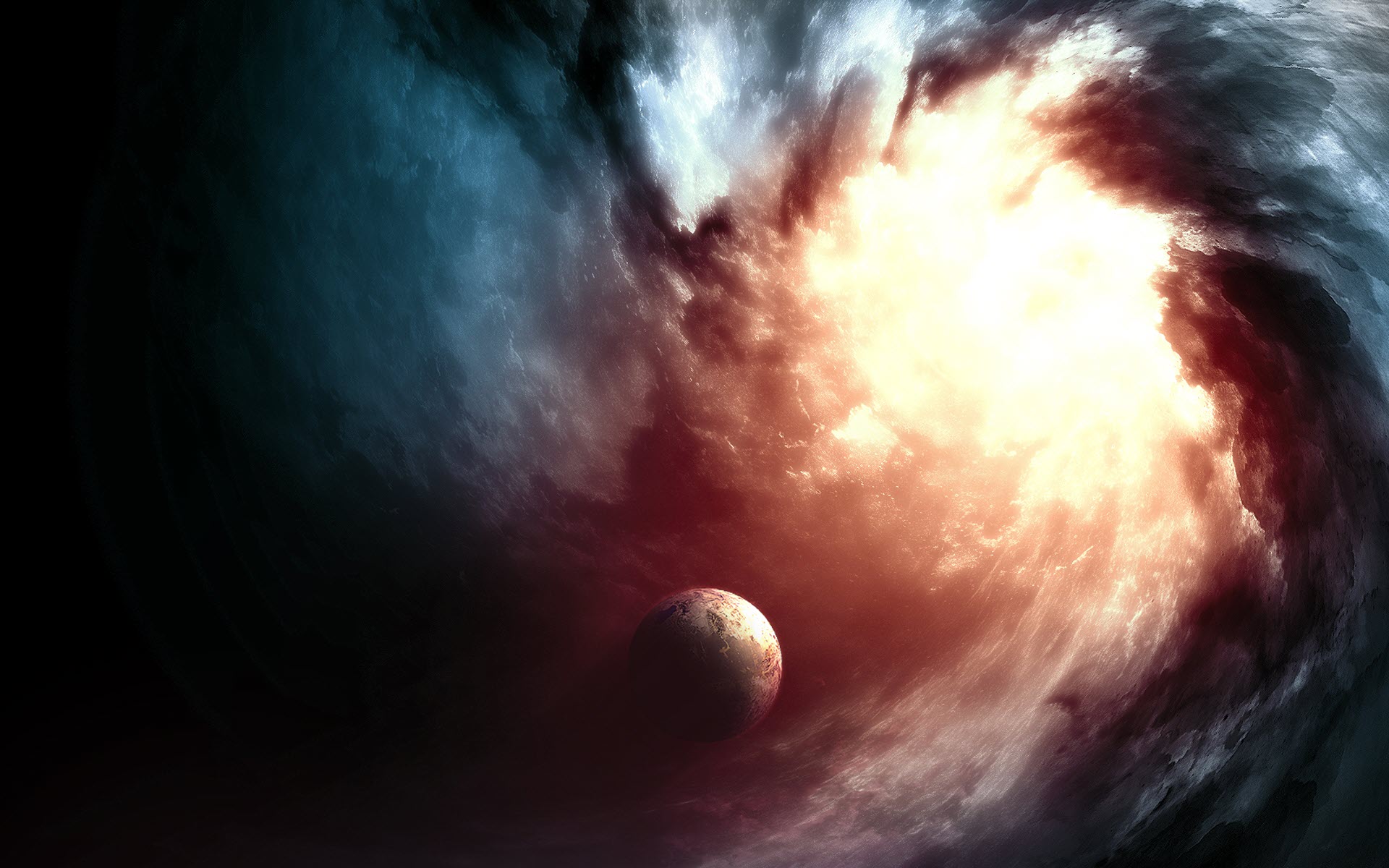 outer space, galaxies, planets, Earth, black hole, vortex - desktop wallpaper