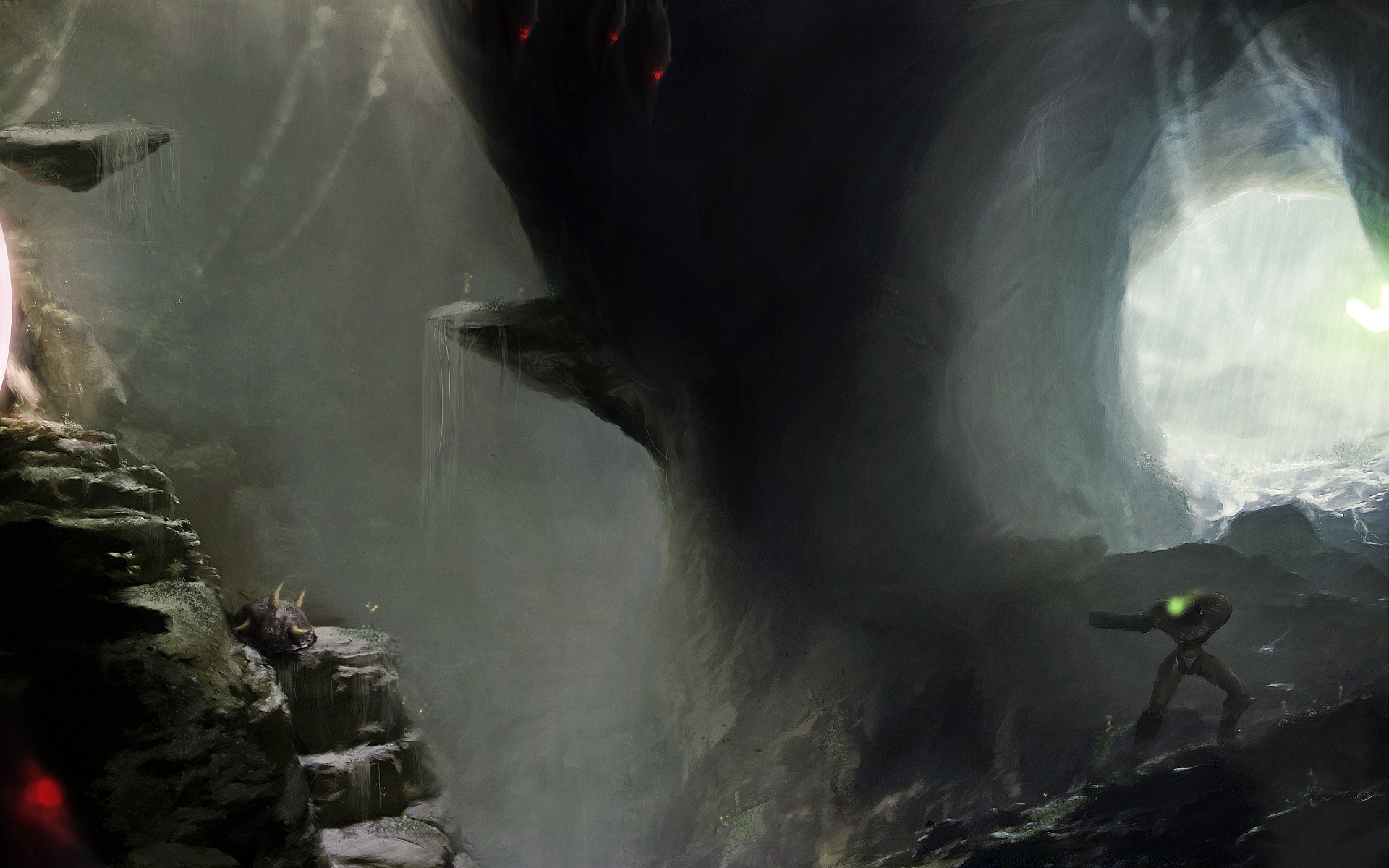 Metroid, video games, caves, artwork - desktop wallpaper