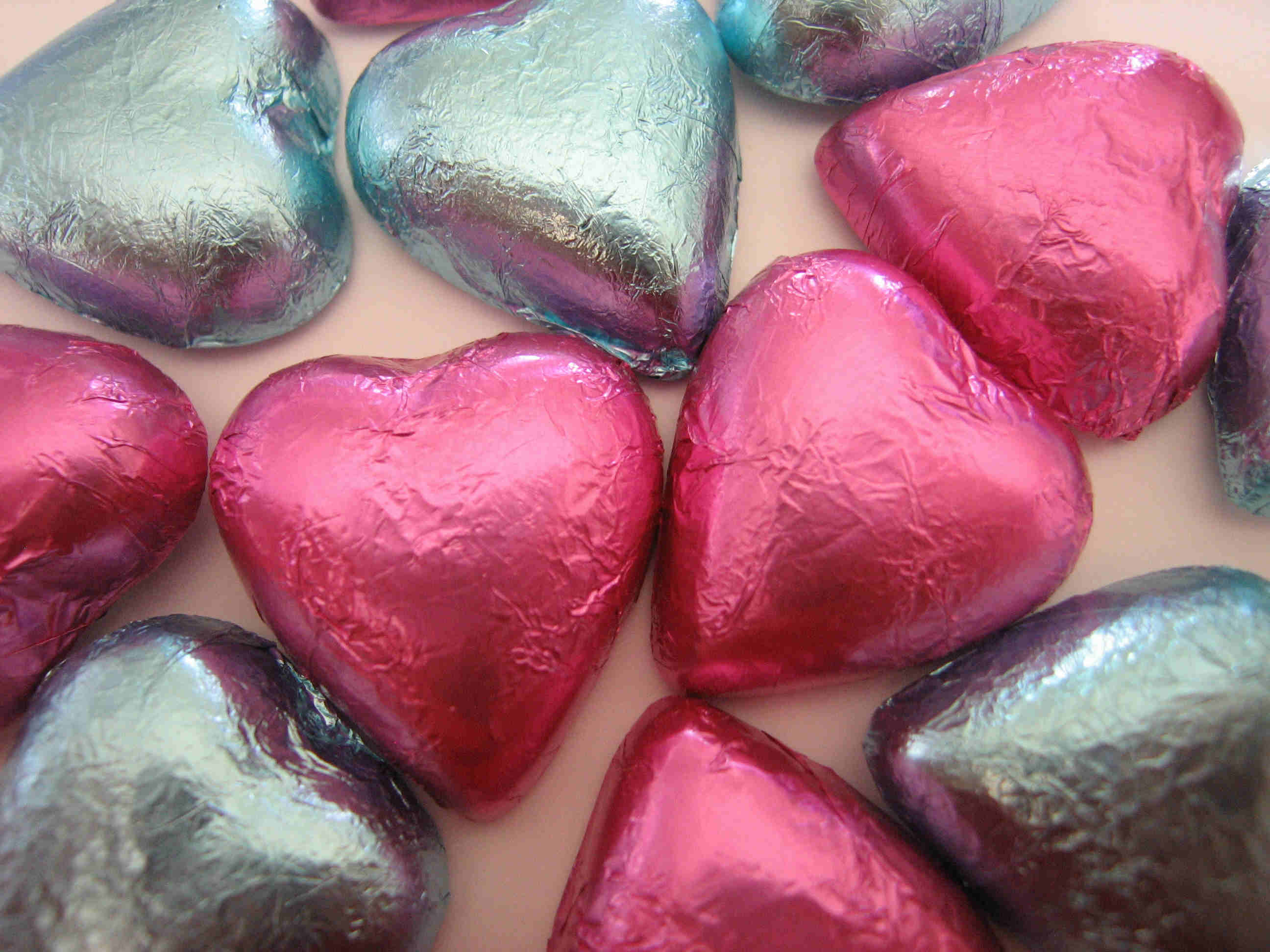 chocolate, hearts - desktop wallpaper