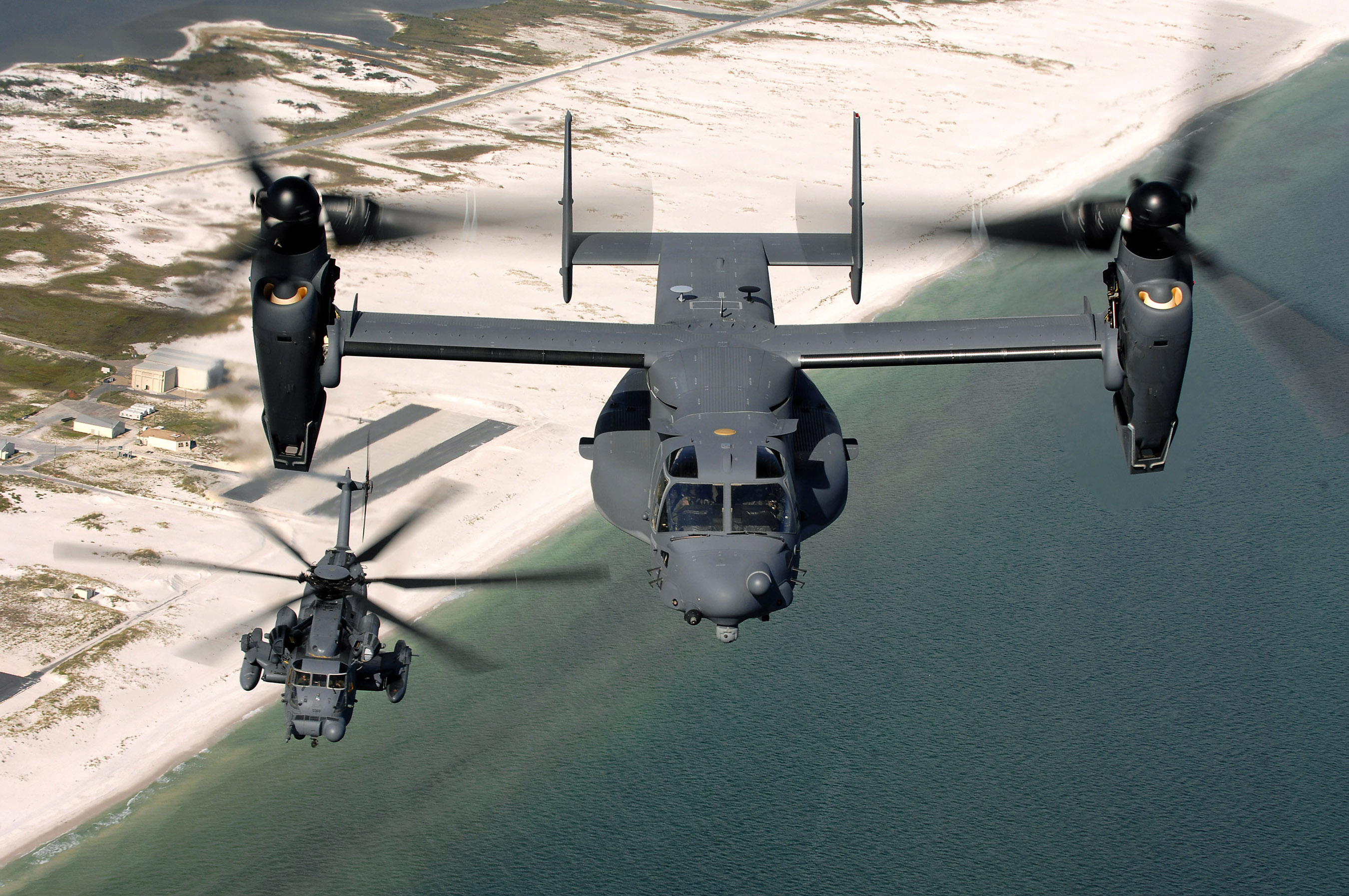 aircraft, military, helicopters, vehicles, V-22 Osprey, MH-53 Pave Low - desktop wallpaper