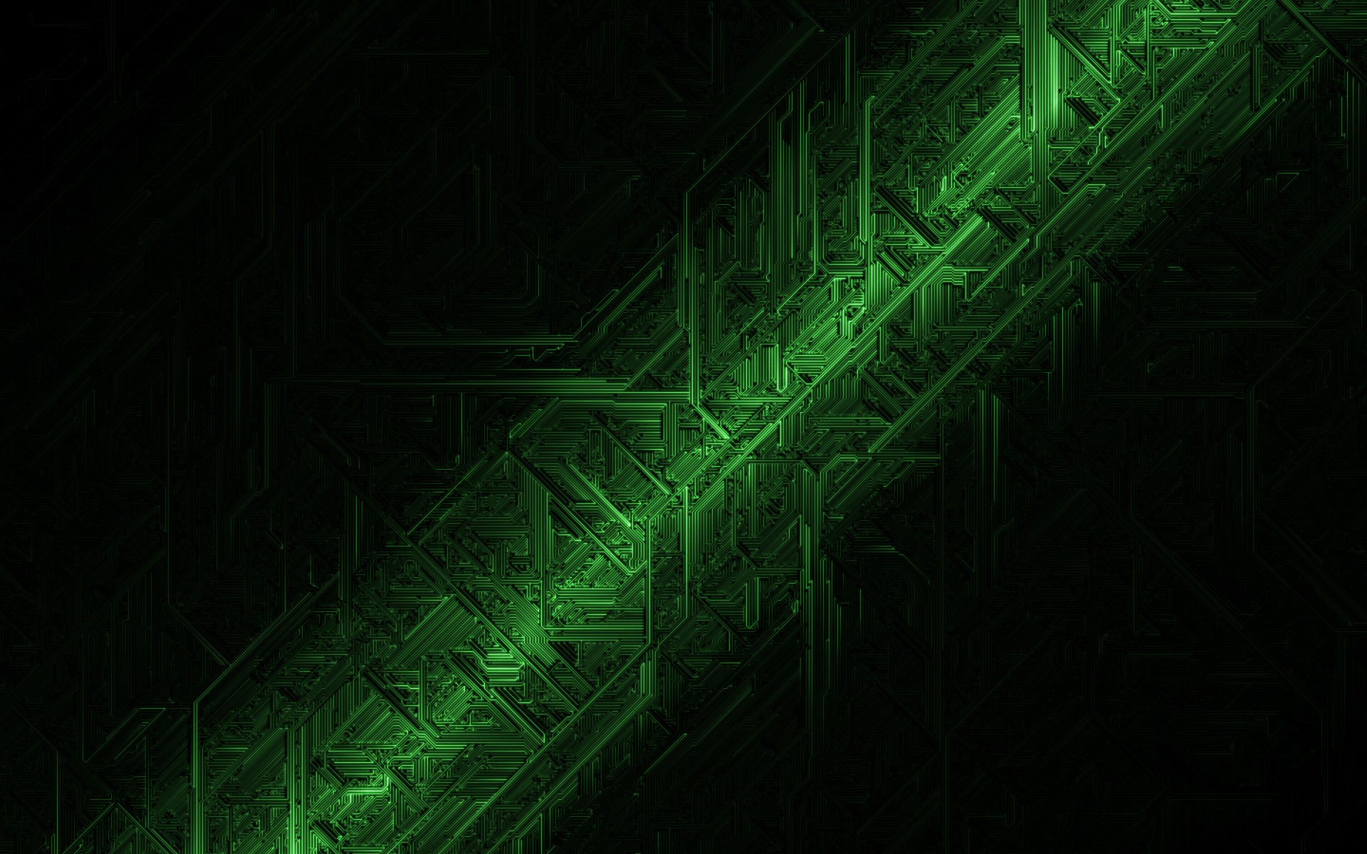 green, abstract, circuits - desktop wallpaper
