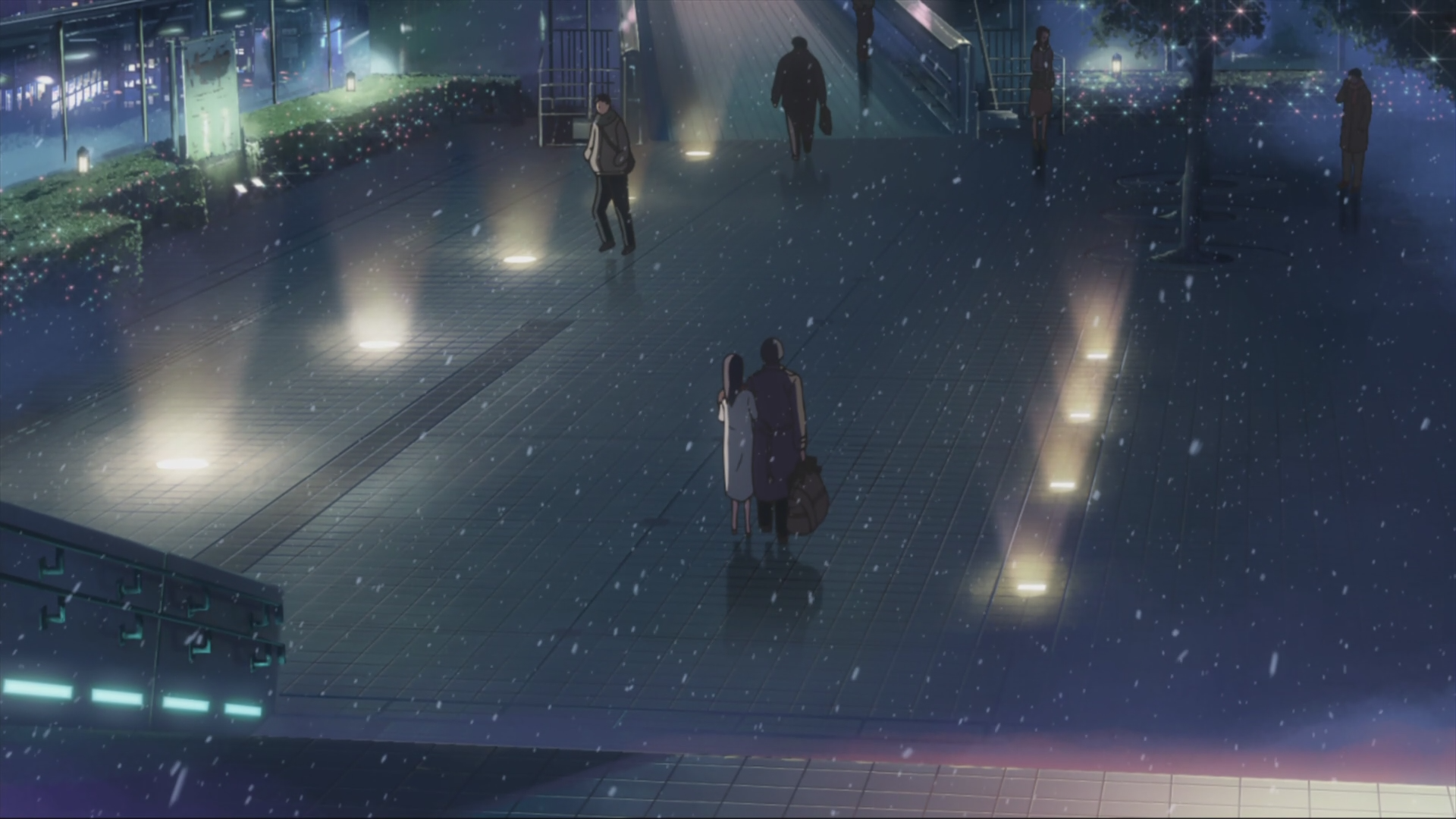 Makoto Shinkai, 5 Centimeters Per Second, artwork, anime, snowing - desktop wallpaper