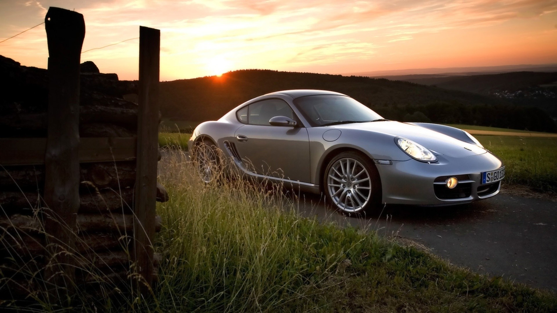 sunset, Porsche, cars - desktop wallpaper