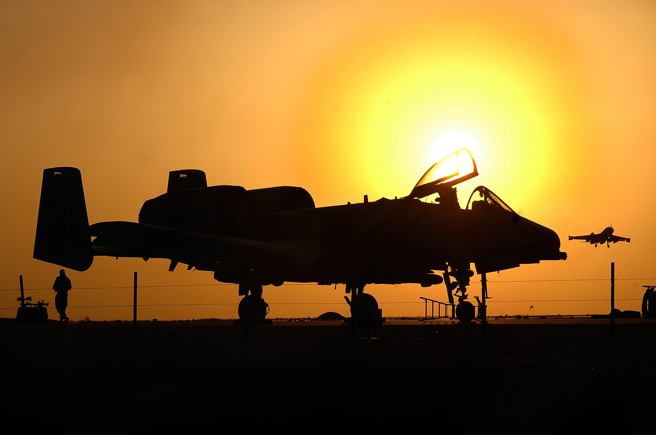 sunset, aircraft, military, planes, vehicles, A-10 Thunderbolt II - desktop wallpaper