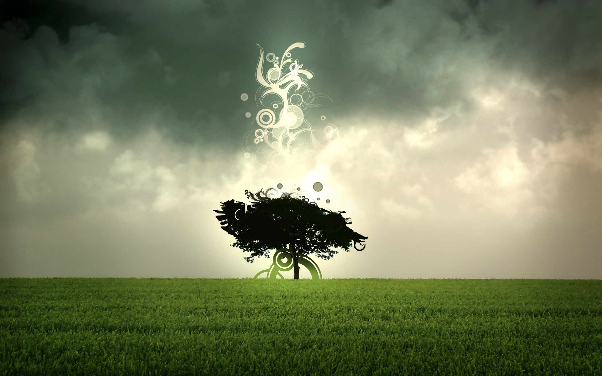 abstract, trees, grass, sacred, skyscapes, photo manipulation - desktop wallpaper