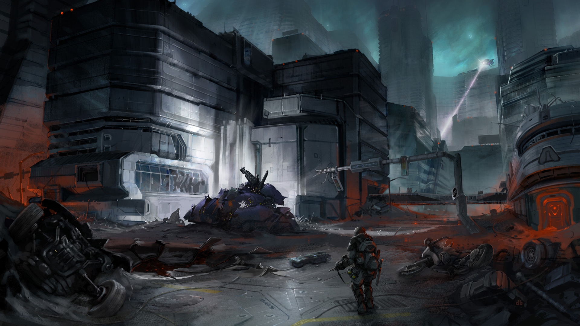 soldiers, video games, ruins, futuristic, Halo, Halo ODST, artwork - desktop wallpaper