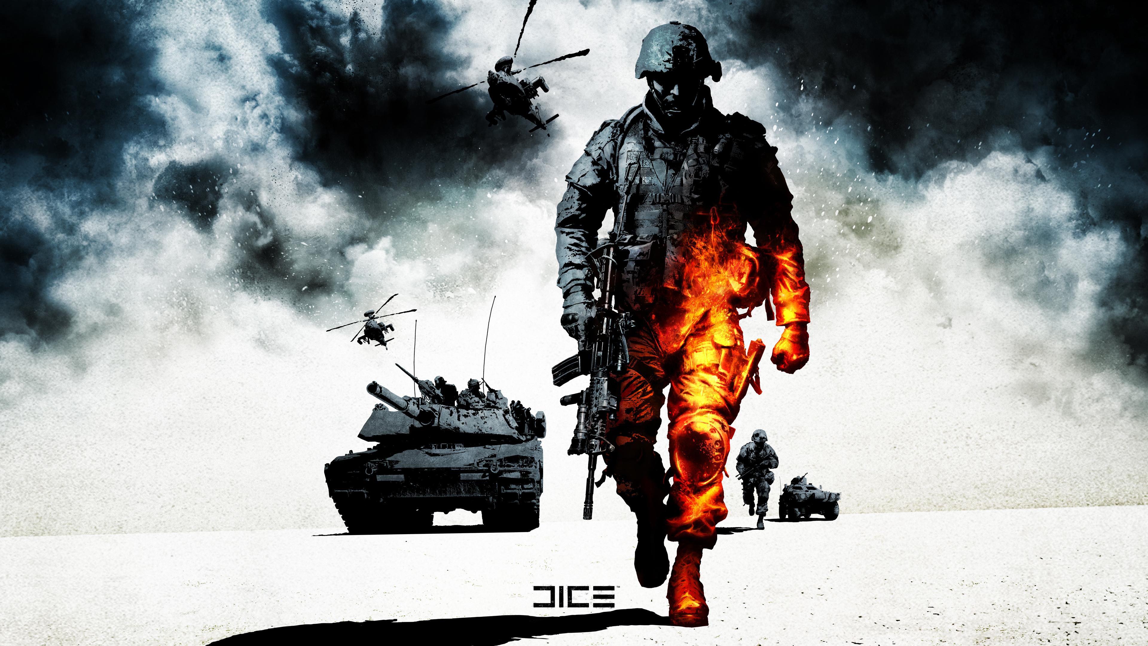 Battlefield, guns, tanks, monochrome, Battlefield Bad Company 2, games - desktop wallpaper