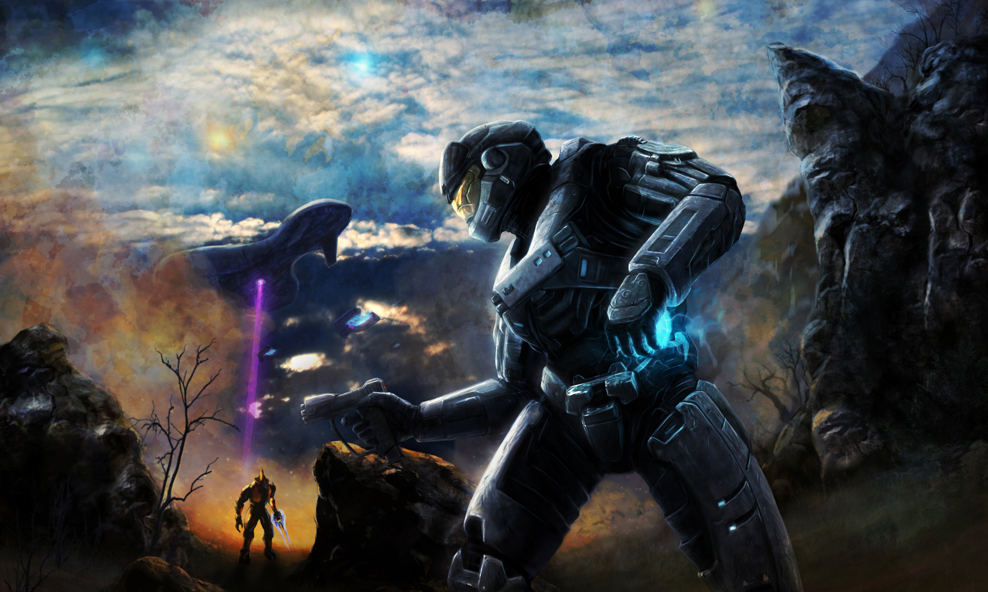 Halo, Noble 6, M6D, M6G, Plasma Grenade, Energy sword, Crusier, sangheili - desktop wallpaper