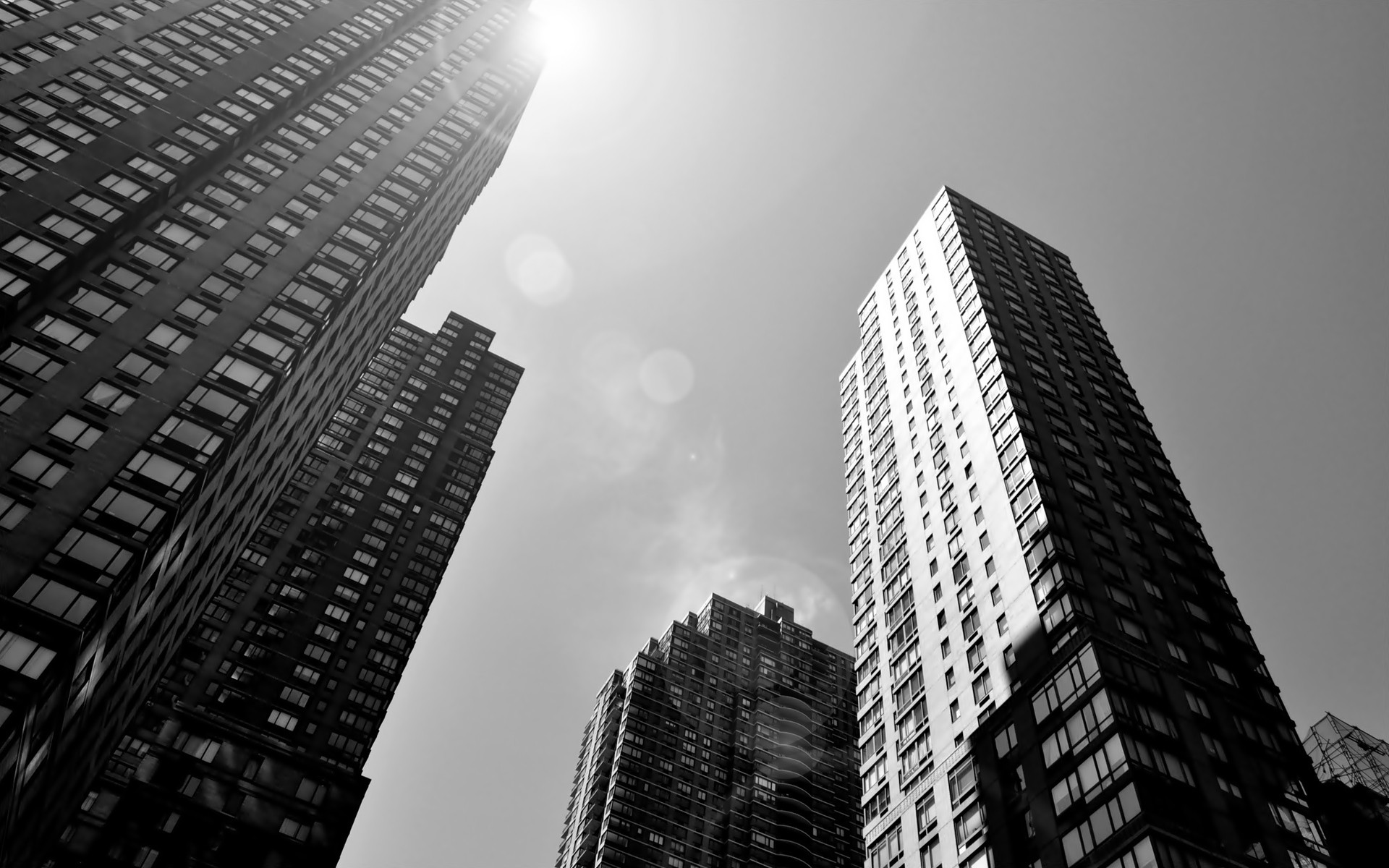 black and white, cityscapes, architecture, buildings, skyscrapers - desktop wallpaper