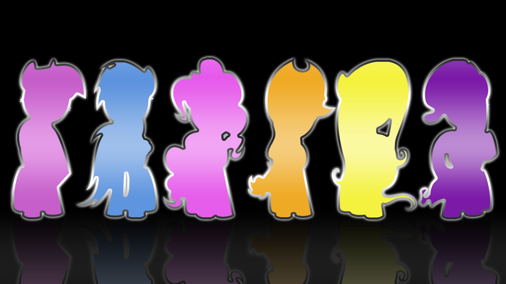 silhouettes, reflections, My Little Pony: Friendship is Magic, Mane 6 - desktop wallpaper