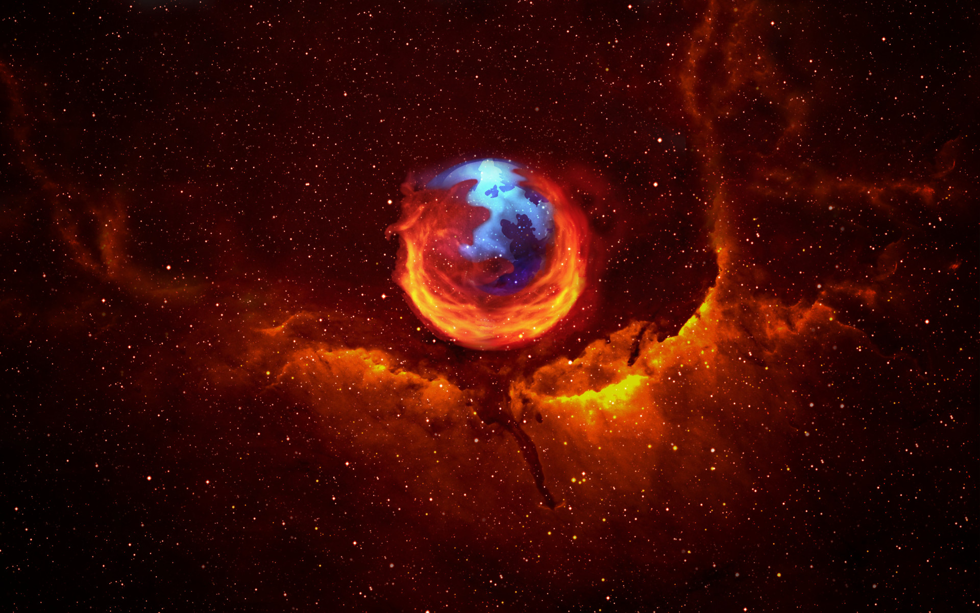 outer space, stars, planets, Firefox, Mozilla, nebulae - desktop wallpaper
