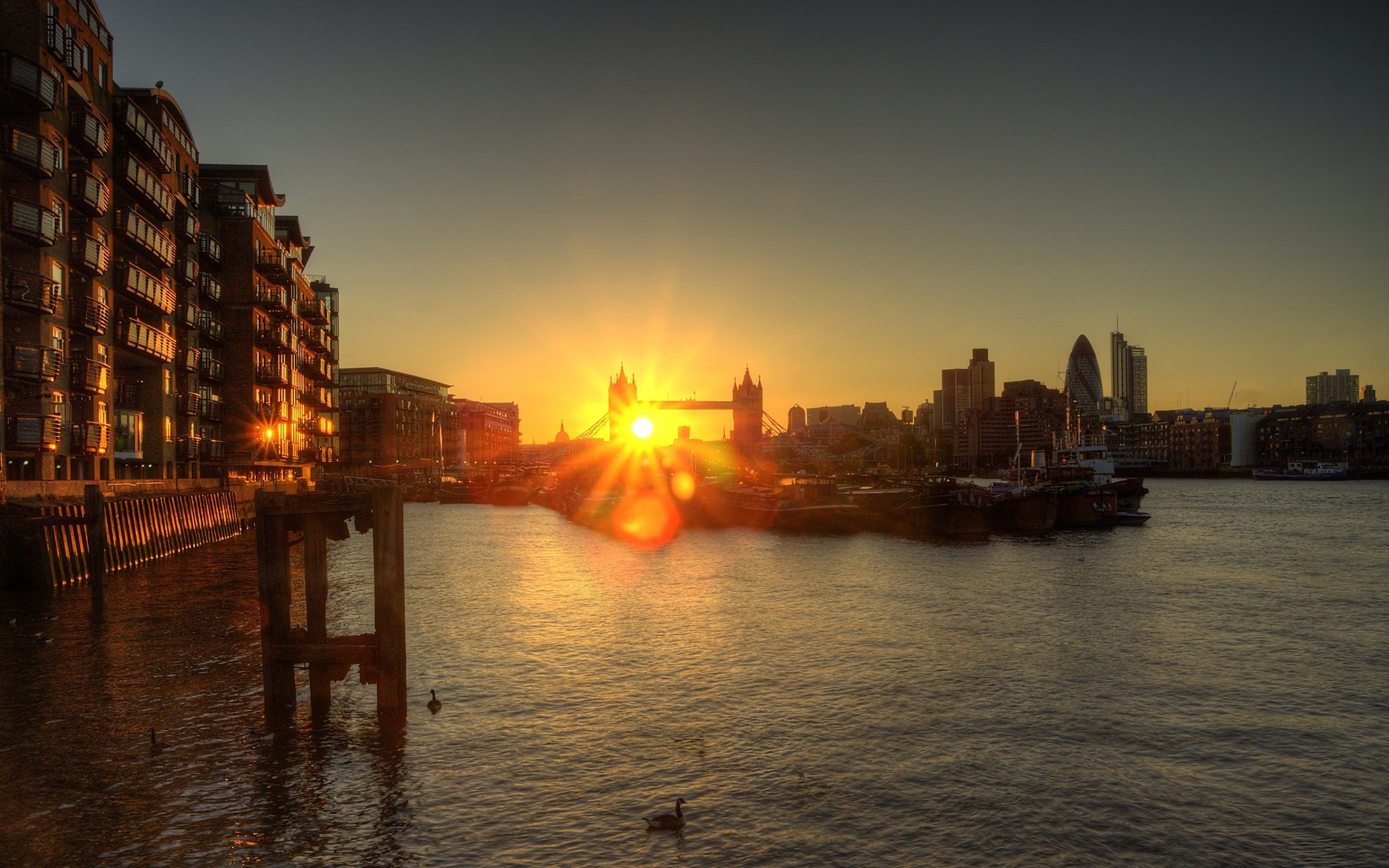 sunset, cityscapes, architecture, skyscrapers, Tower Bridge - desktop wallpaper