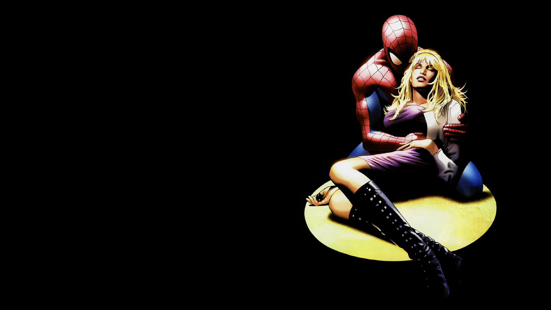 Spider-Man, Marvel Comics, Gwen Stacy, black background - desktop wallpaper