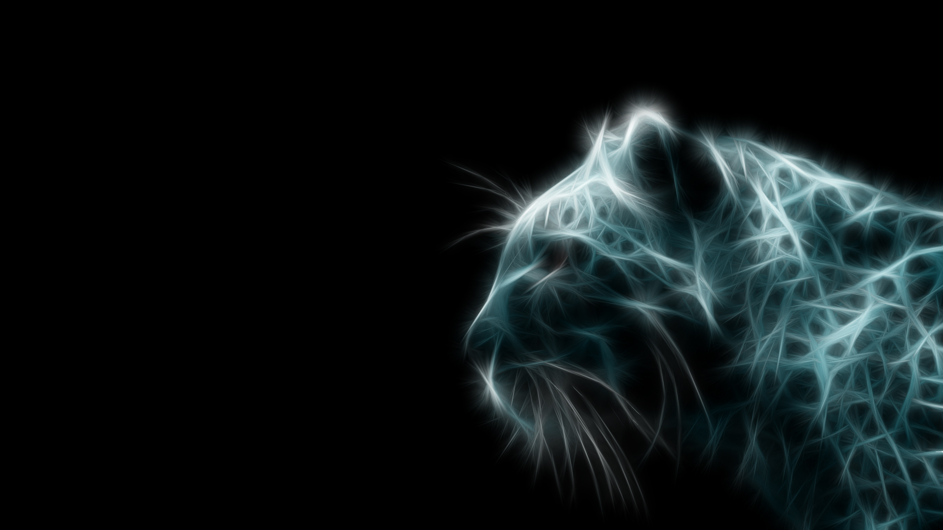 animals, tigers, Fractalius, digital art, simple background, black background - desktop wallpaper