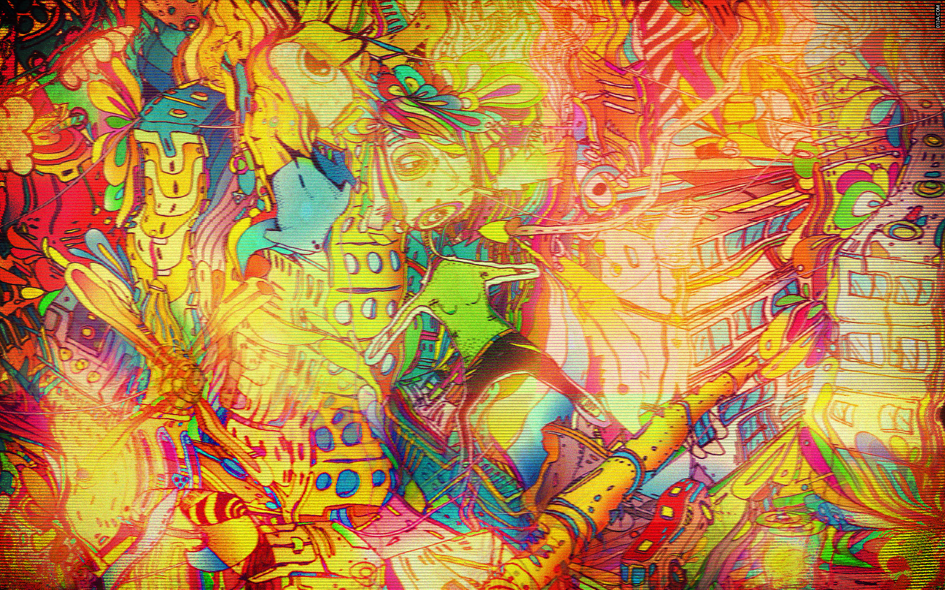 abstract, multicolor, buildings, surreal, artwork, Matei Apostolescu - desktop wallpaper