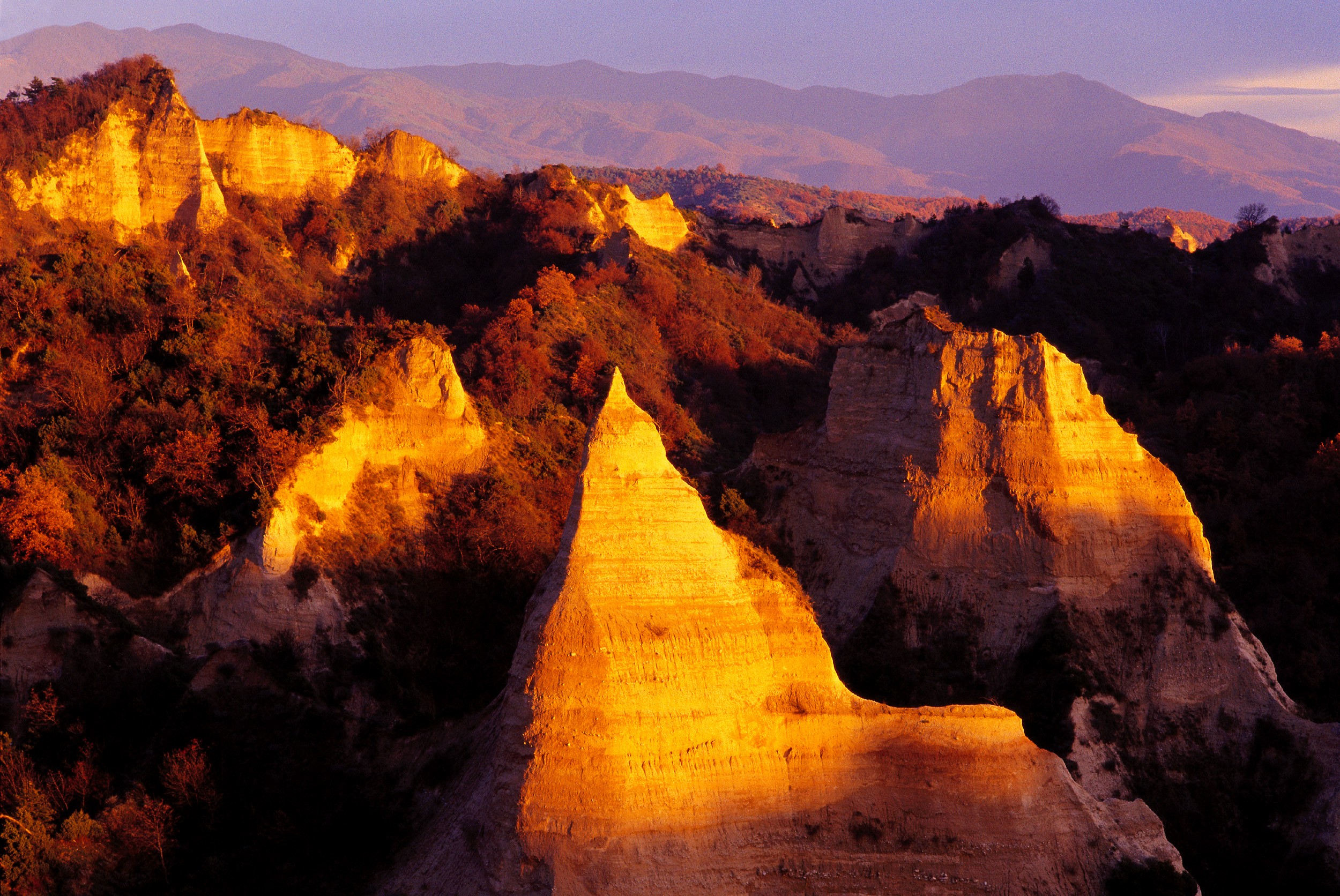 sunset, nature, Melnik Pyramids, Bulgaria - desktop wallpaper