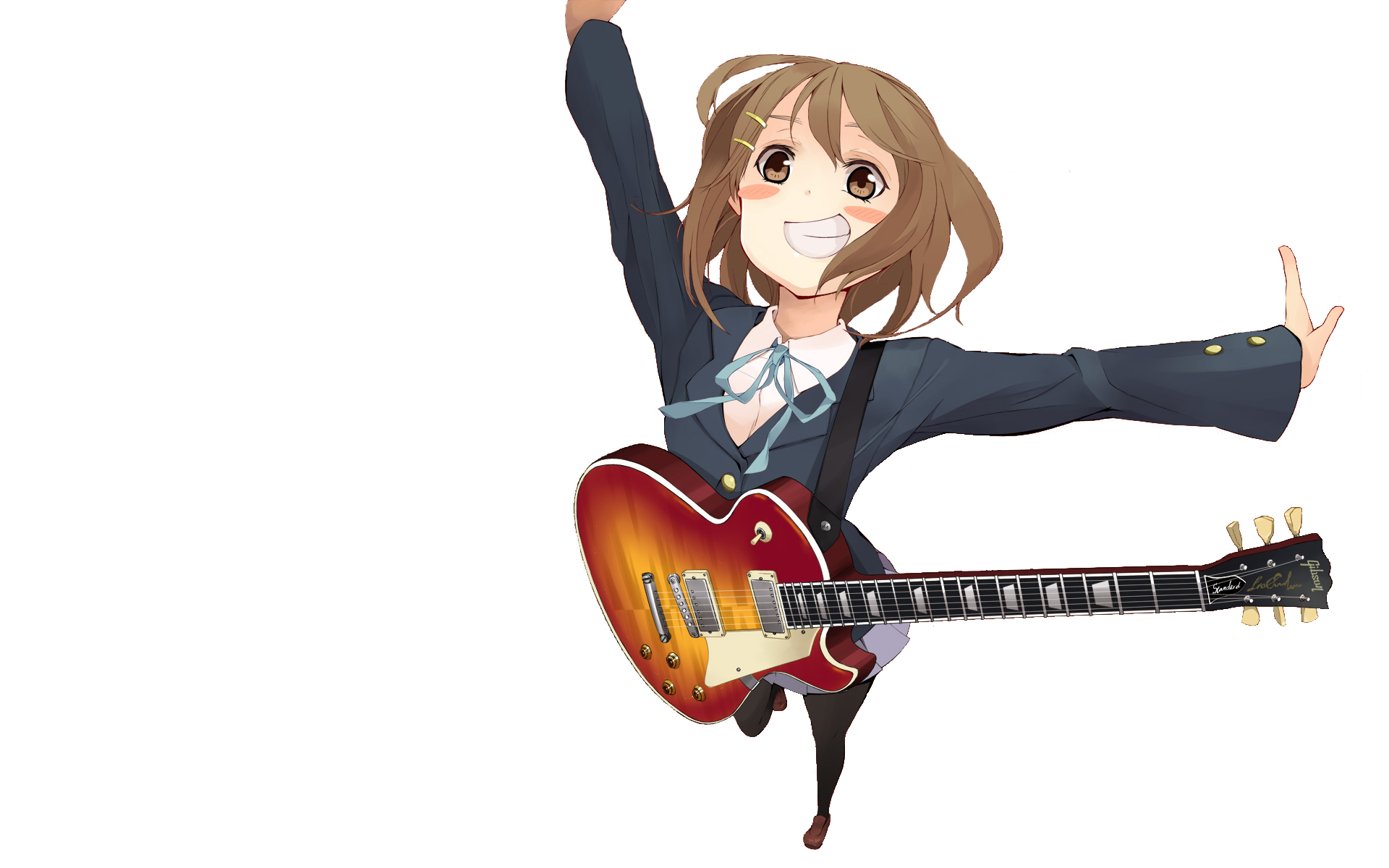 K-ON!, school uniforms, Hirasawa Yui, guitars - desktop wallpaper