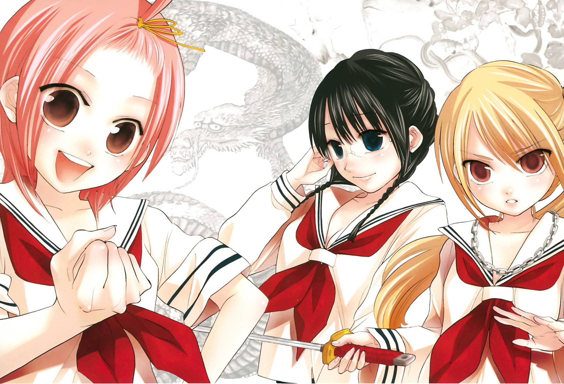 women, eyes, school uniforms, anime - desktop wallpaper