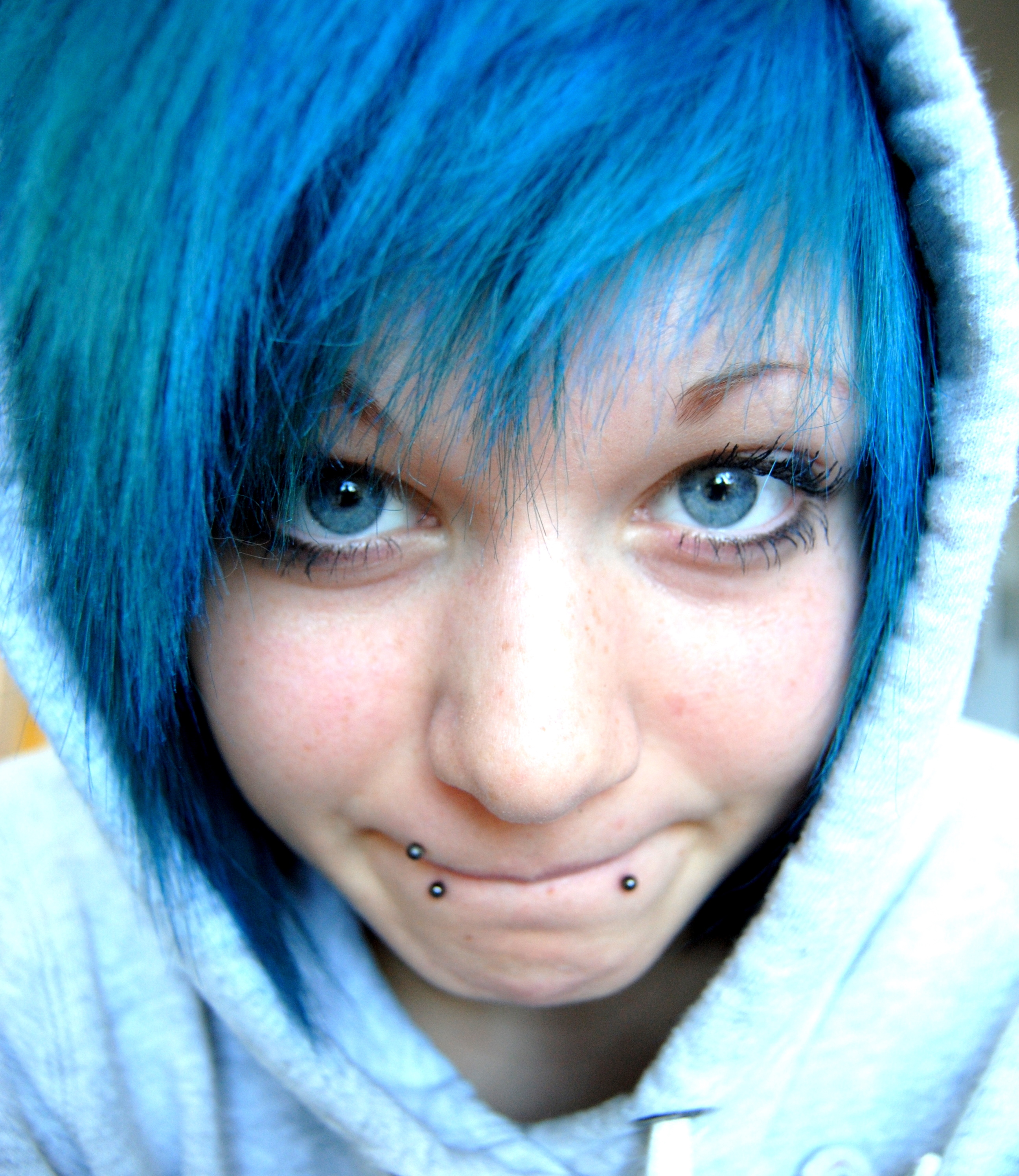 blue, blue hair, piercings - desktop wallpaper