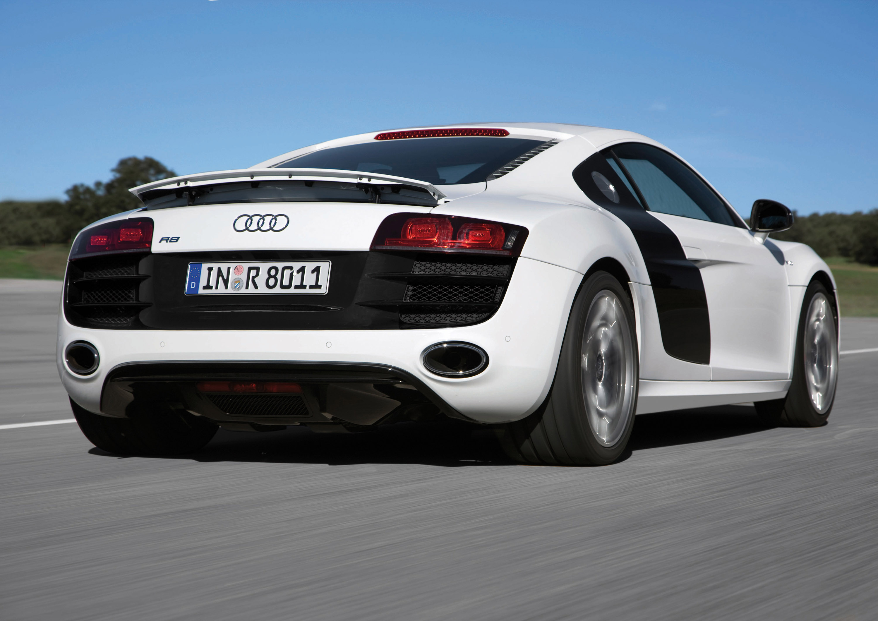 white, cars, Audi, Audi R8, white cars, German cars, rear angle view - desktop wallpaper