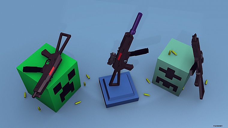 guns, creeper, Minecraft - desktop wallpaper