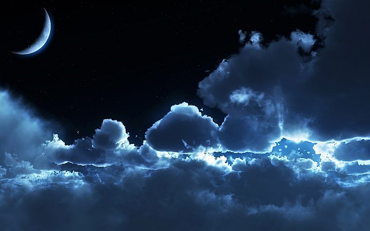 clouds, night, Moon - desktop wallpaper