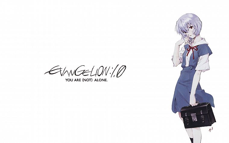 school uniforms, Ayanami Rei, Neon Genesis Evangelion, lonely, simple background - desktop wallpaper