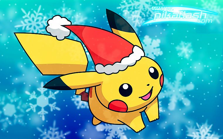 Pikachu, Christmas, snowflakes - desktop wallpaper
