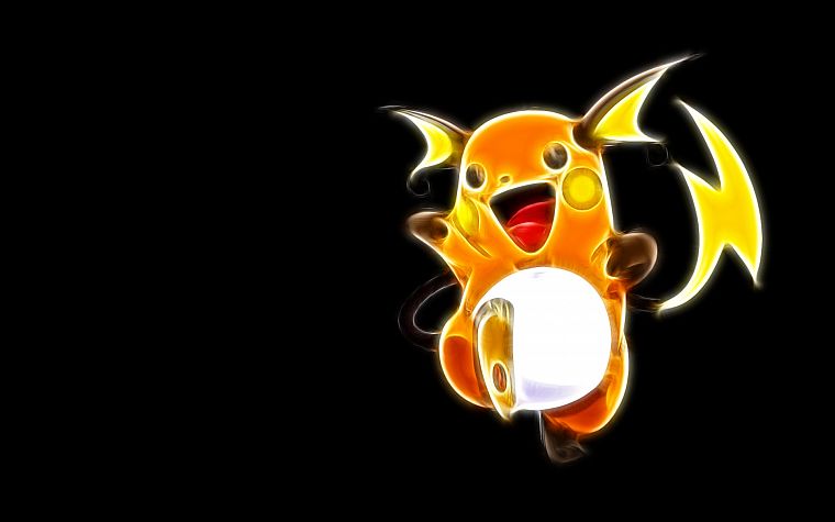 Pokemon, Fractalius, Raichu, simple background, black background - desktop wallpaper