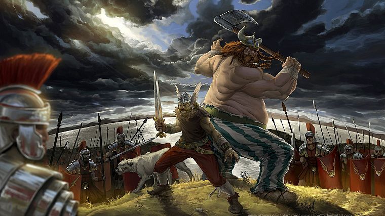 fantasy art, warriors, Asterix and Obelix - desktop wallpaper