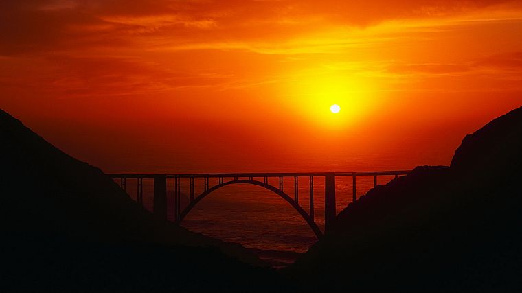 sunset, bridges - desktop wallpaper