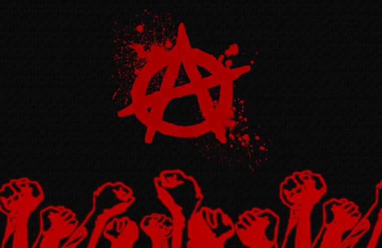 black, red, fists, anarchy - desktop wallpaper
