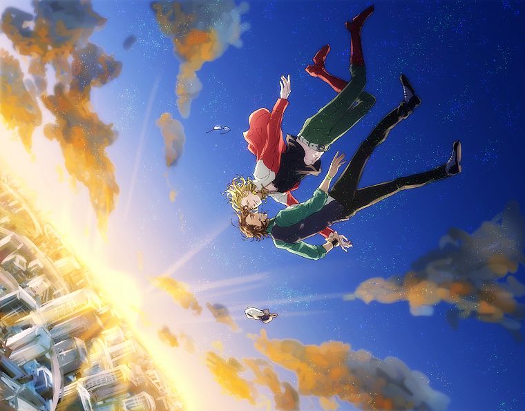 artwork, anime boys, Tiger And Bunny, falling, shounen-ai - desktop wallpaper