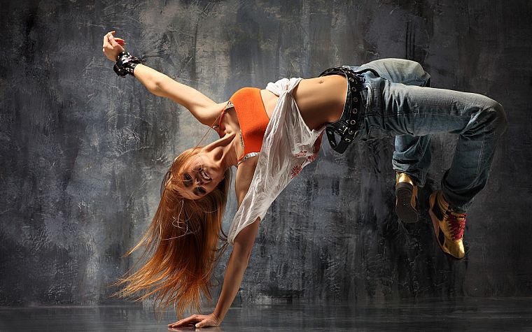 women, redheads, dance, digital art, artwork, breakdancing - desktop wallpaper