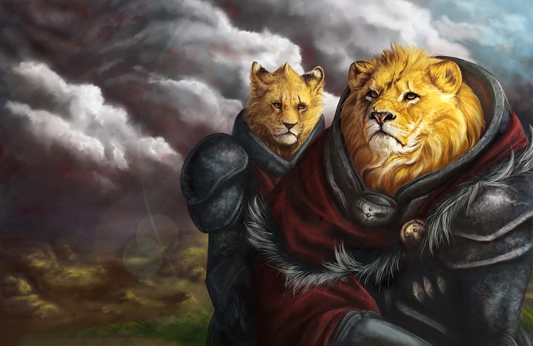 digital art, lions, furry - desktop wallpaper