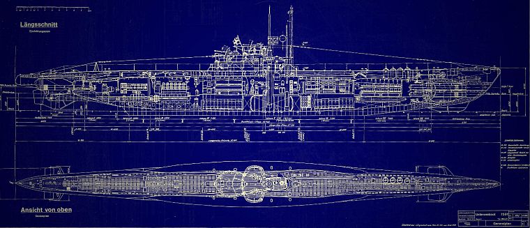 submarine, blueprints, navy, schematic - desktop wallpaper