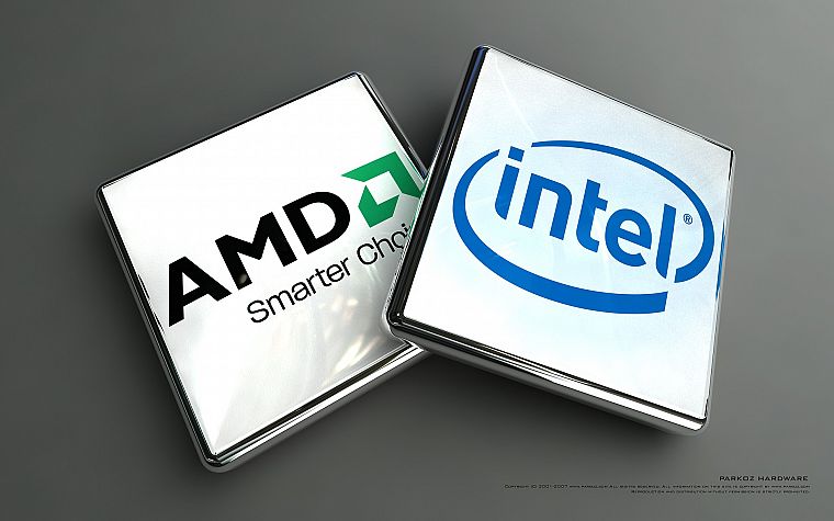 Intel, brands, logos, AMD, CPU, companies - desktop wallpaper