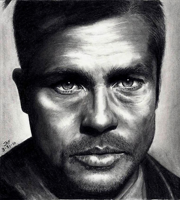 Brad Pitt, illustrations, artwork, faces - desktop wallpaper