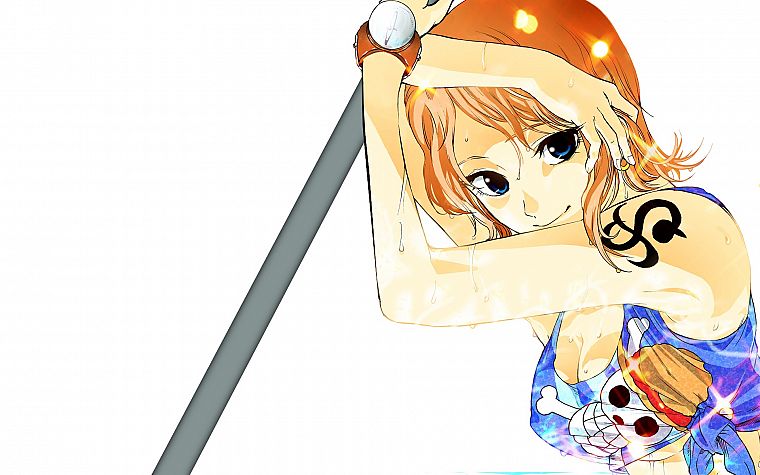 One Piece (anime), simple background, Nami (One Piece) - desktop wallpaper