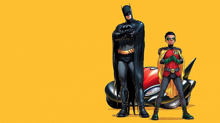 Batman, Robin, comics, Batmobile - desktop wallpaper
