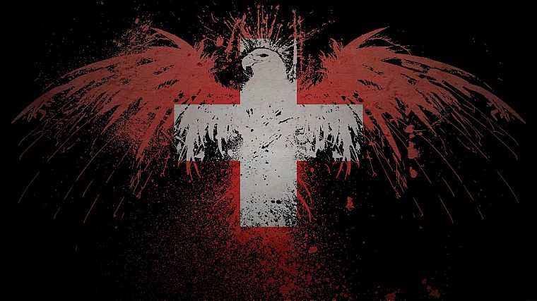 eagles, flags, Switzerland - desktop wallpaper