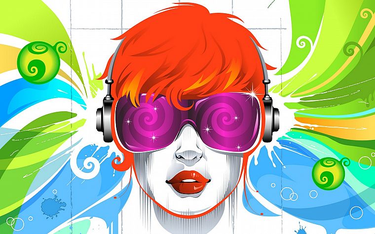 women, abstract, music, sunglasses, artwork - desktop wallpaper