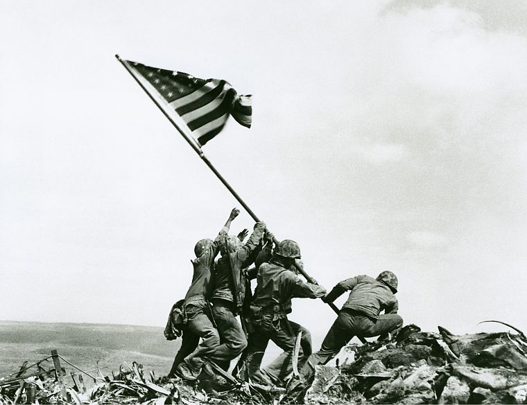 grayscale, monochrome, American Flag, Iwo Jima, Flag Raising, redneck - desktop wallpaper