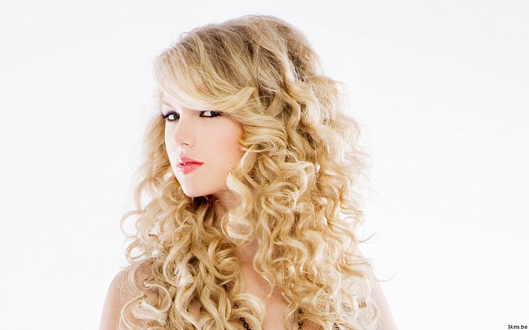 blondes, women, Taylor Swift, celebrity, singers, curly hair, white background - desktop wallpaper