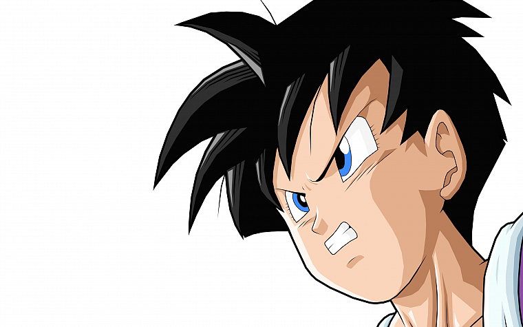 blue eyes, anime, anime boys, Dragon Ball Z, simple background, black hair - desktop wallpaper