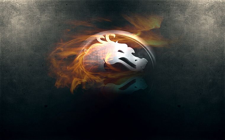 video games, fire, Mortal Kombat, logos, simple background, Mortal Kombat logo - desktop wallpaper