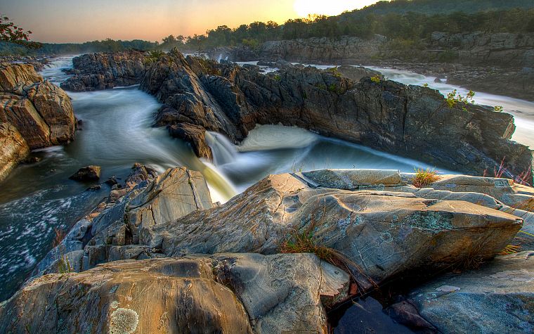 water, nature, rocks, USA, long exposure, waterfalls, virginia - desktop wallpaper