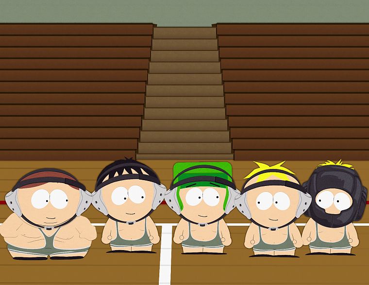 South Park, wrestling, Eric Cartman, Stan Marsh, Kenny McCormick, Kyle Broflovski, Butters Stotch - desktop wallpaper